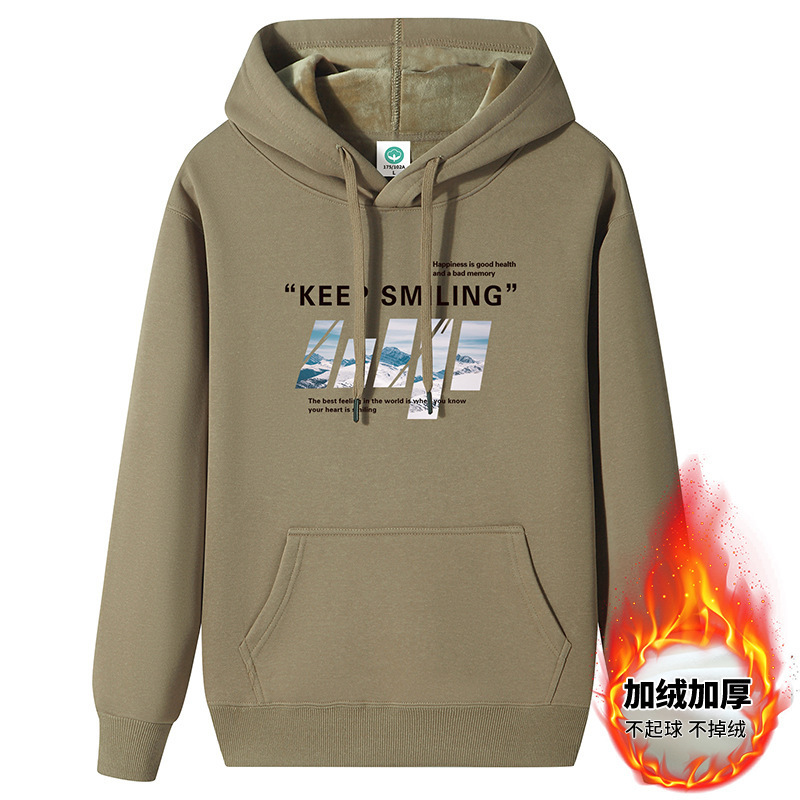 Hooded sweater men's 2024 new autumn and winter heavy cotton top loose youth fleece-lined thickened pullover hoodie Hooded sweater men's 2024 new autumn and winter heavy cotton top loose youth fleece-lined thickened pullover hoodie