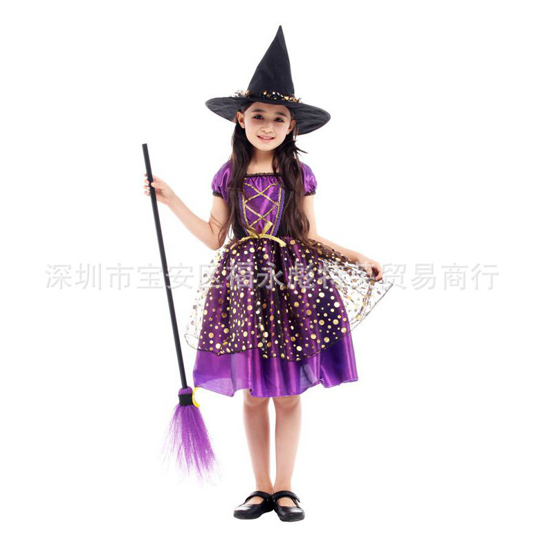 ハロウィーン子供魔女衣装魔法使い女魔女変装舞踏会演出服学校劇演出服|undefined