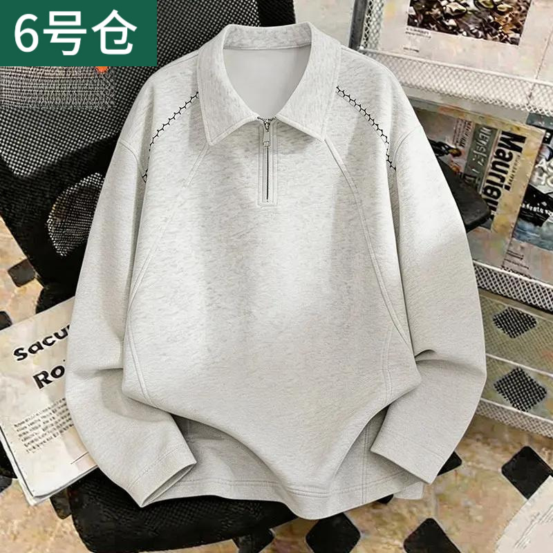 Outdoor sports American retro half-zip turn-down collar long-sleeve sweatshirt for men, loose and casual for autumn
