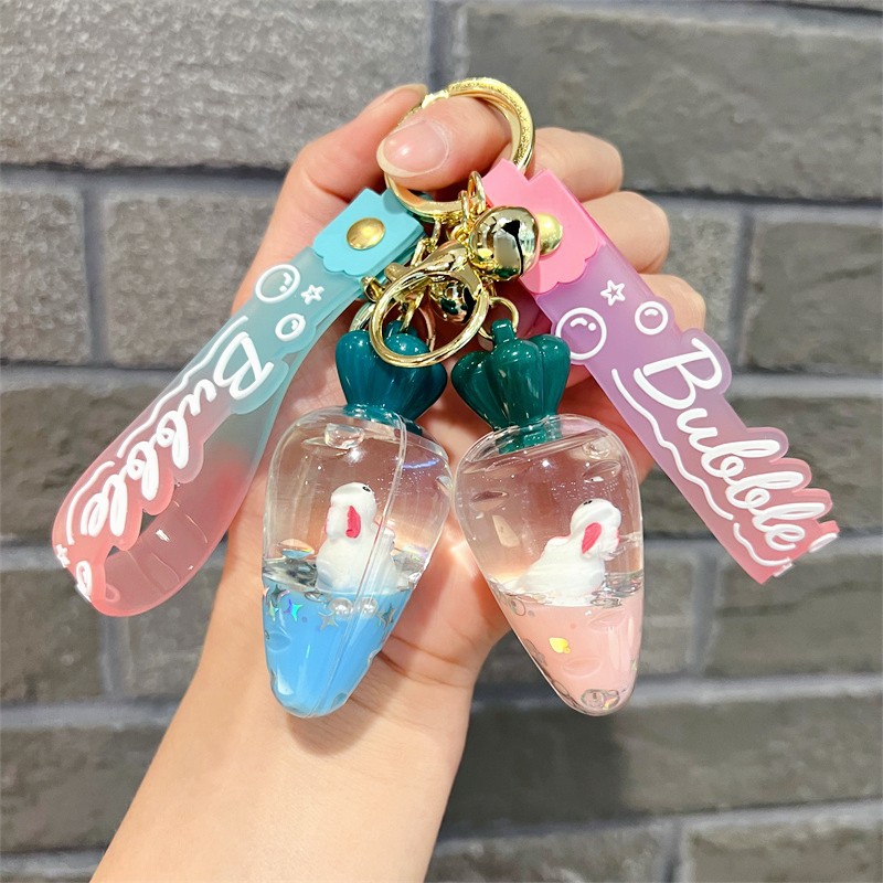 Creative Oil Carrot Bottle Rabbit Keychain