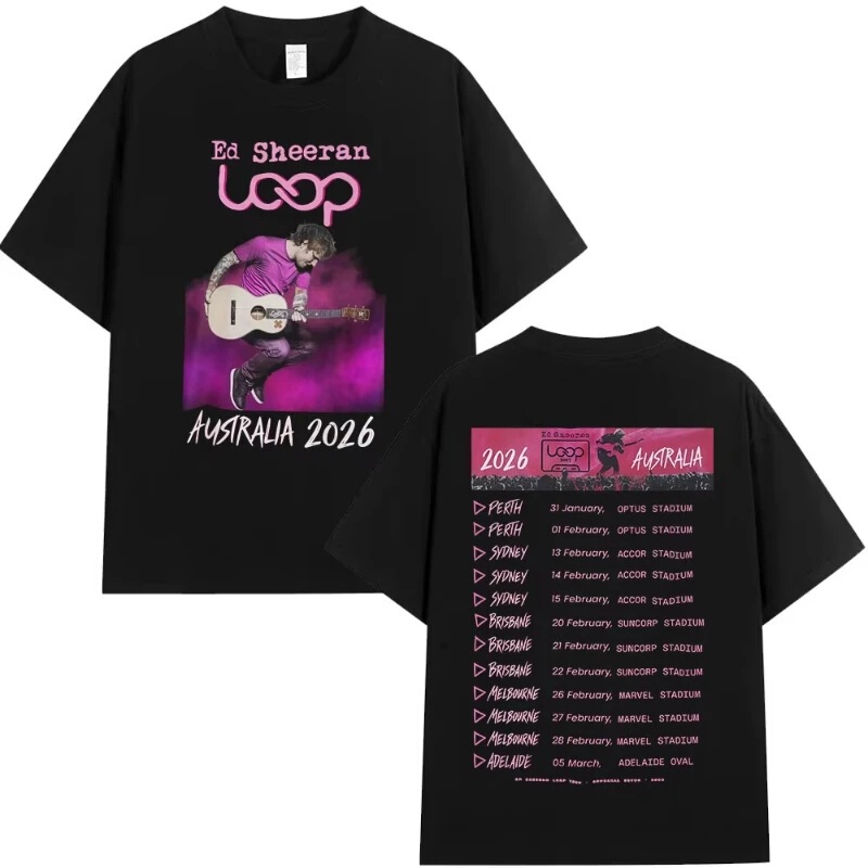 【European Size Cotton T-Shirt】2026 Summer Ed Sheeran Australia Tour Merchandise T-Shirt Fan Gift for Men