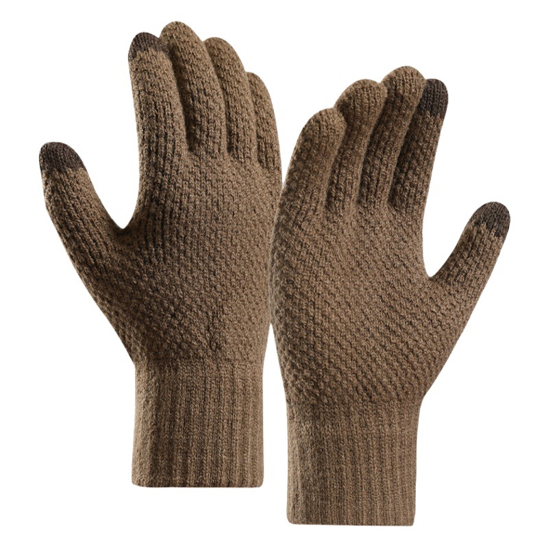 Nuevos guantes engrosados con forro polar transfronterizo guantes de invierno cálido patrón de piña dedo pantalla táctil guantes de hombre