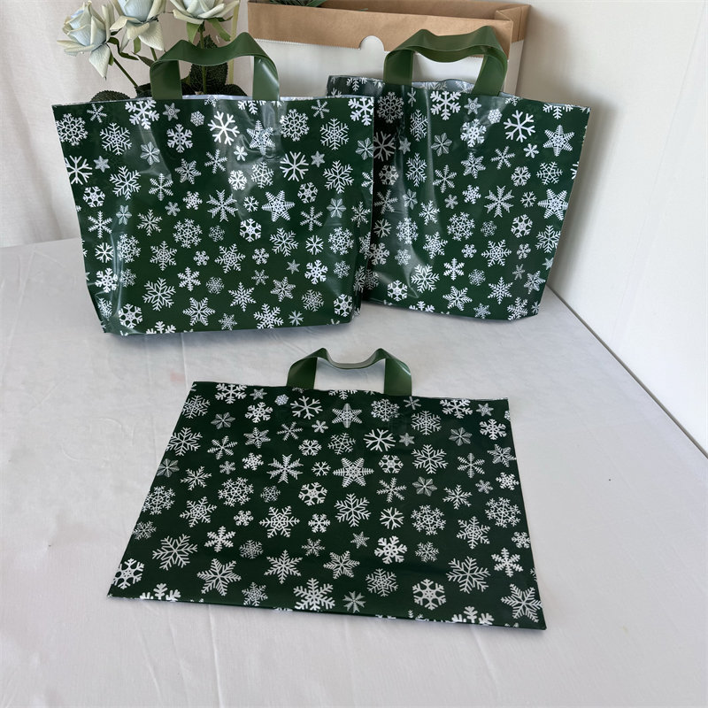 クリスマス祭りグリーン雪パーティープラスチック衣類洋服店用手提げ袋買い物袋プレゼント収納|undefined