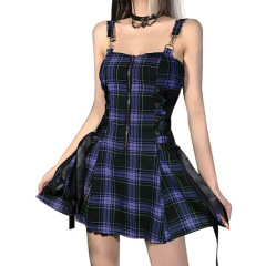 【再購入率57％】ハロウィンカレッジ風サスペンダーワンピース ウエスト痩身ストラップスカート 2