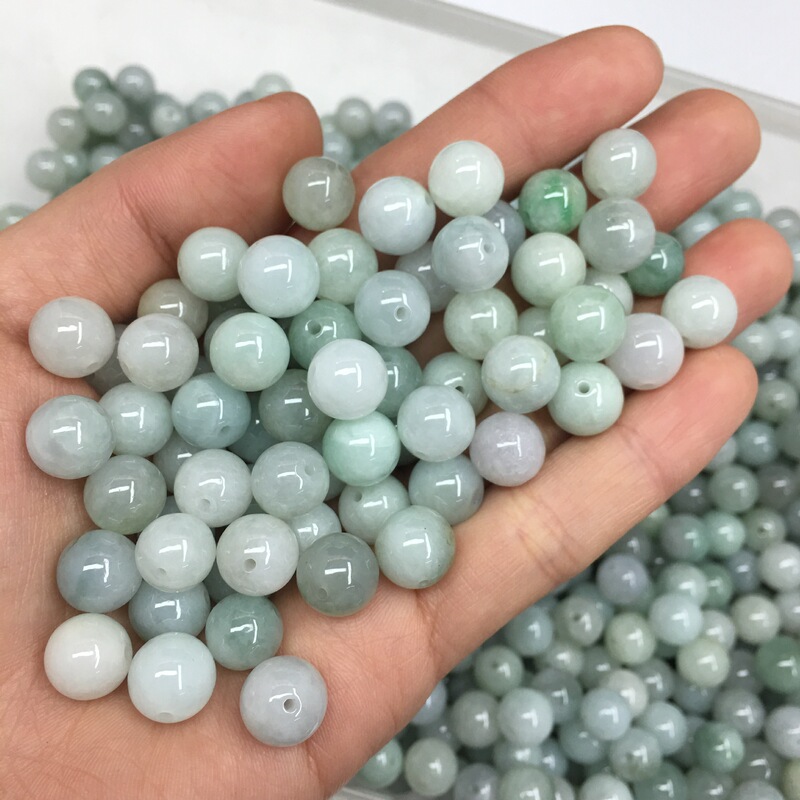 Myanmar jade jade natural jade beads 10mmA goods jade beads jewelry woven necklace bracelet loose beads wholesale
