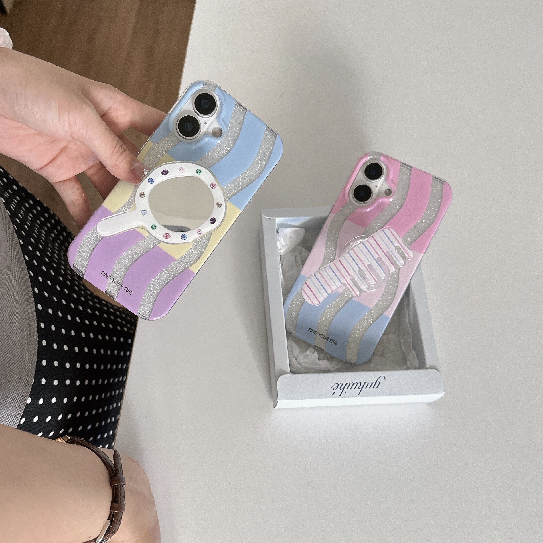 Rayas onduladas de color de nicho para Apple 16Pro funda para teléfono móvil 15ProMax peine 14/13 nuevo 16PM