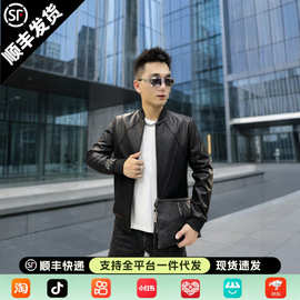 新款男士PU皮衣翻领夹克春秋季潮流保暖外套