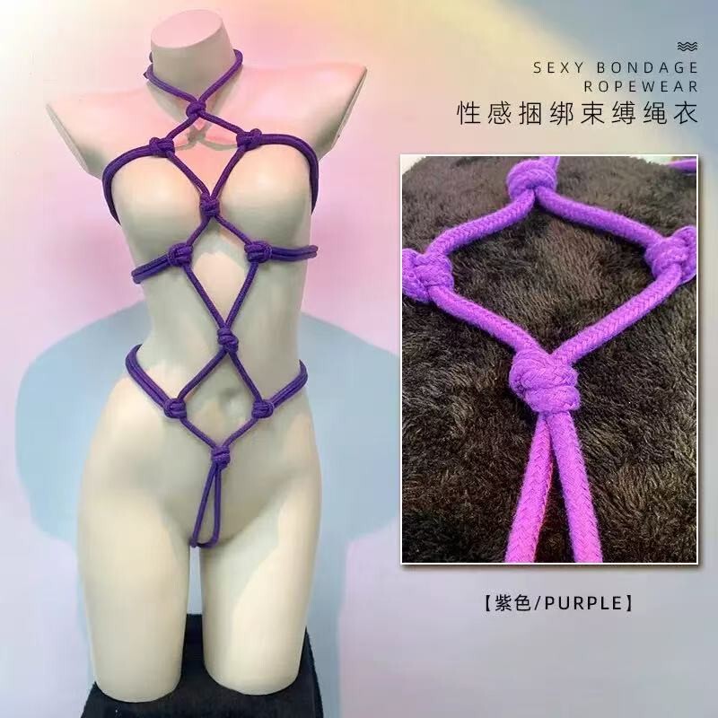 Koni's Sexy Bondage Open-String Suit, No Need to Take Off, Hot See-Through Temptation Sexy Lingerie Suit