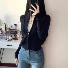 软糯拉链衫女士秋冬新品内搭学院风毛衣外套秋季短款上衣