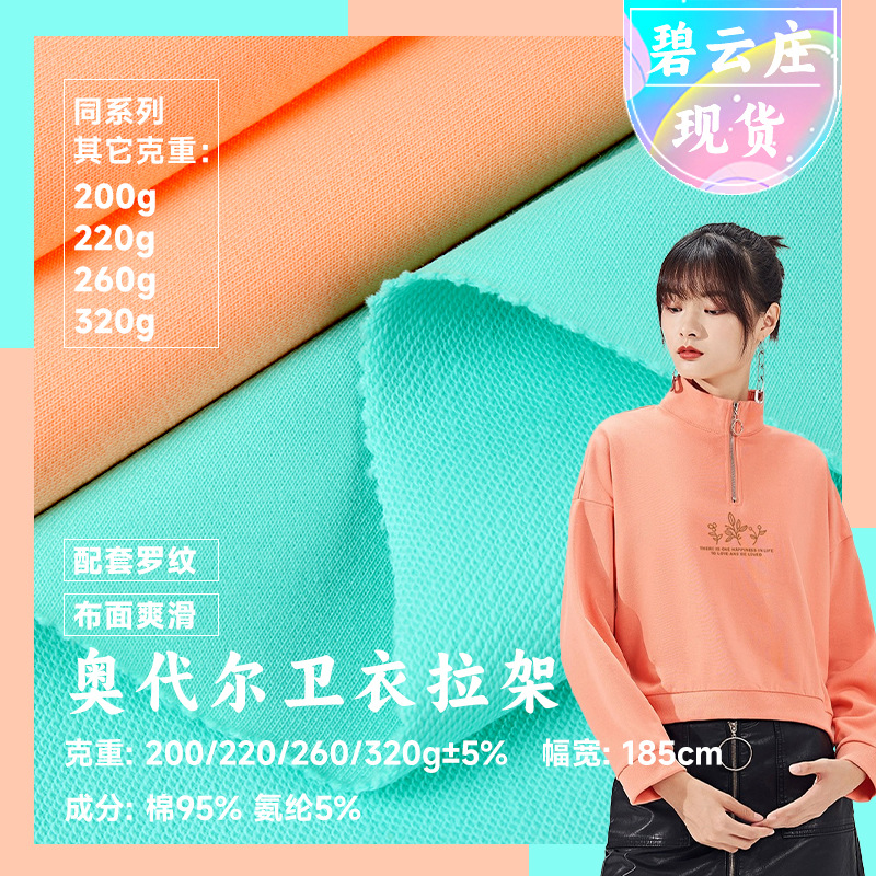 220/250/320g精棉奥代尔卫衣拉架面料布 毛圈布针织面料 卫裤面料