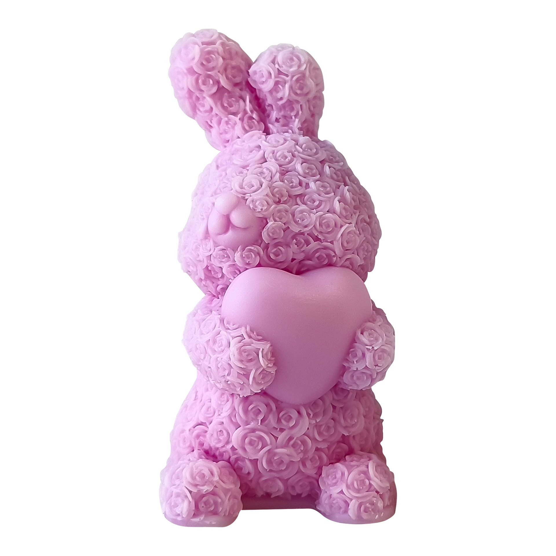 Nueva serie del Día de San Valentín Rosa conejo vela silicona molde DIY aromaterapia hecha a mano decoración yeso