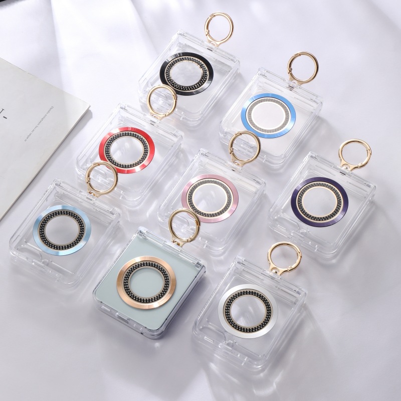 适用三星ZFLIP5透明折叠手机壳高端磁吸无线充指环Samsung保护套