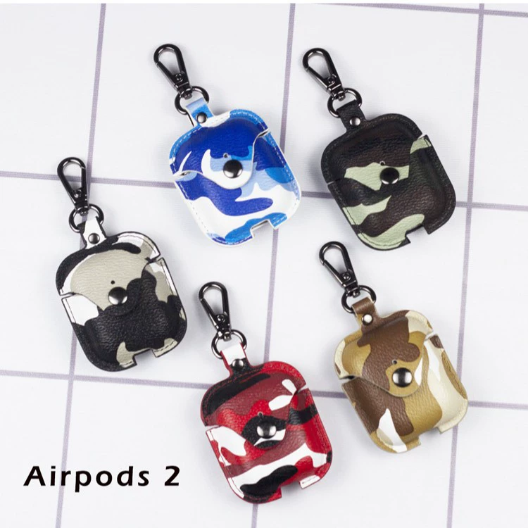 Кейсы для AirPods 2-го поколения камуфляж наушники, сине-зеленый, подходят к Apple AirPods Pro 3 поколения анти-упадения кожаный чехол