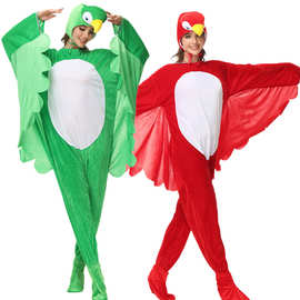 年会搞笑动物COSPLAY动物冬款连体衣动物红色绿色鹦鹉服服成人装