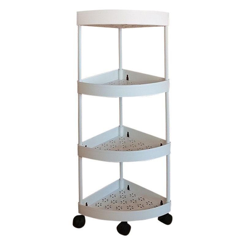 Hogar Baño de múltiples capas de suministros de baño rack de almacenamiento inodoro montado en el piso móvil triángulo de almacenamiento rack