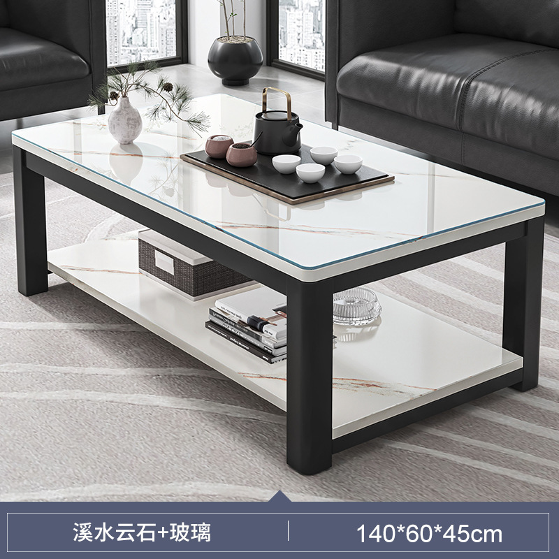 Mesa de centro, sala de estar, hogar, apartamento pequeño moderno y simple, mesa de centro de vidrio templado de lujo ligero, mesa de té minimalista para oficina