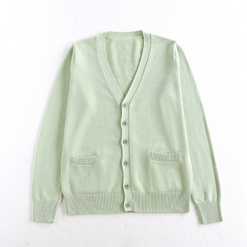 卓贝服飾編物工場卸売 日本風カレッジスタイルVネック制服セーター JK制服セーター 無地カーディガン