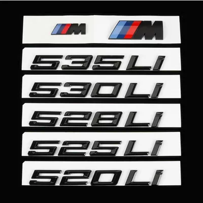 Suitable for BMW 5 Series, black lettering, 520Li, 525Li, 530Li, 540Li, glossy black rear emblem, modified car emblem