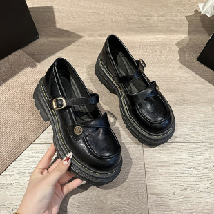 French British Preppy Style Small Leather Shoes for Women 2025 Spring New Thick-Soled Jk Matchinging Skirt Mary Jane Shoes