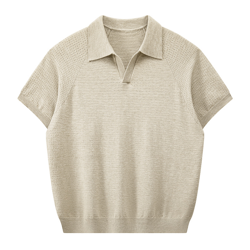 ZF8109-B潮牌海鸥领针织短袖T恤简约时尚cleanfit透气上衣，男装针织衫/毛衣，星座614