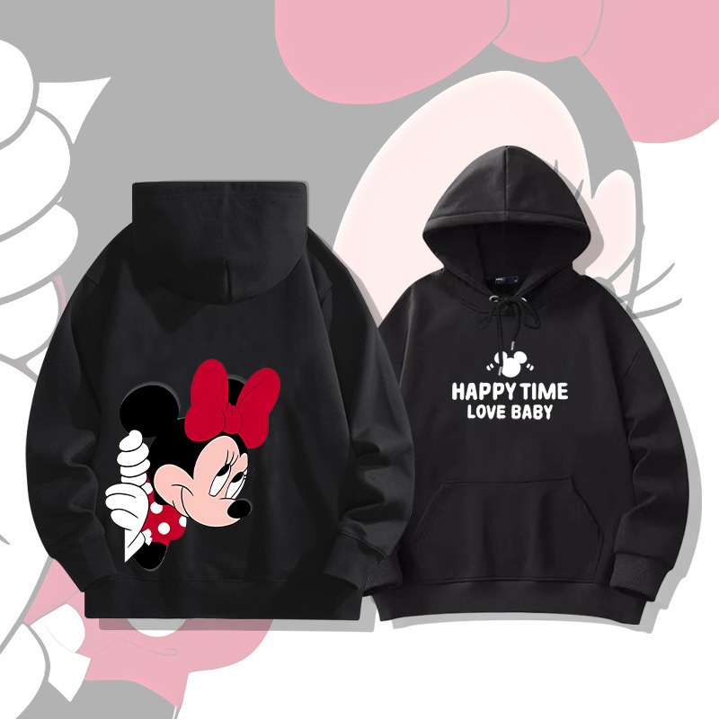 Family Matching Outfits for Holidays: Autumn and Winter 2025 New Mickey and Minnie Mother-Daughter Sweatshirts with Fleece for a Family of Four