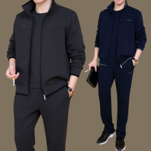 中老年运动套装男春秋季爸爸装宽松三件套中年男士休闲 运动服装