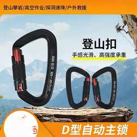 D型自动主锁25KN航空铝合金D形登山扣户外登山自动扣攀岩快挂手锁
