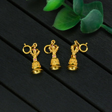 通体S925银镀金金刚铃杵滴溜配件 diy设计藏式风手串项链百搭配饰