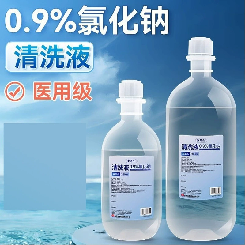 Медицинский физиологический раствор для промывания Anqisheng, 0,9% хлорид натрия, большая бутылка 500 мл