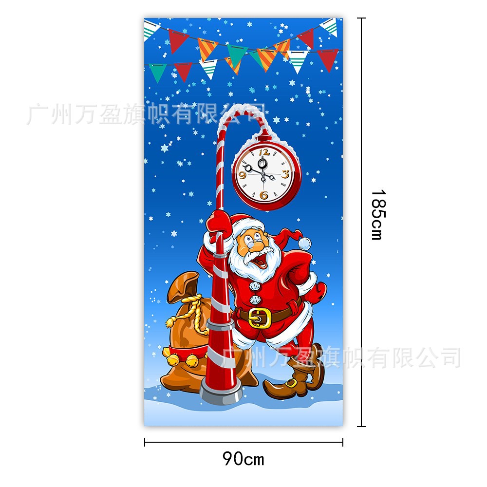 2025 nuevos productos de navidad cortina de bandera Santa Claus para ver la hoja de regalo decoración de tela colgante Bandera de bienvenida de Navidad