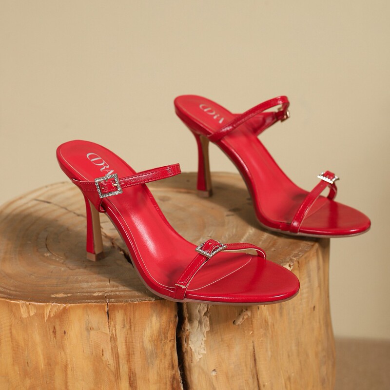2025 Foreign Trade New Style Simple Slimming High Heels with Buckle Toe High Heels Sandals Women's Summer Sandals in stock