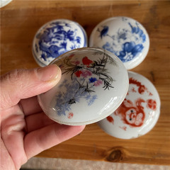 景德鎮陶瓷盒印泥空盒   五種花紋30克空瓷盒7cm文房書法用品批發