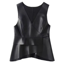 欧洲站2025秋冬新款不规则时尚真皮马甲女绵羊皮显瘦背心坎肩外套