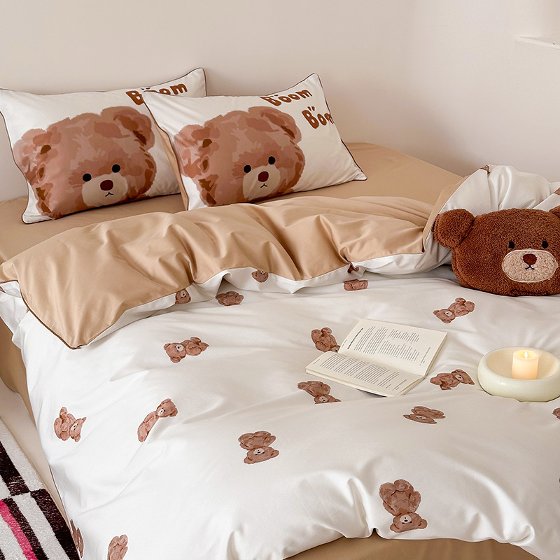 100 algodón australiano impresión digital de cuatro piezas de ropa de cama de algodón puro sábanas edredón cuatro piezas de conjunto