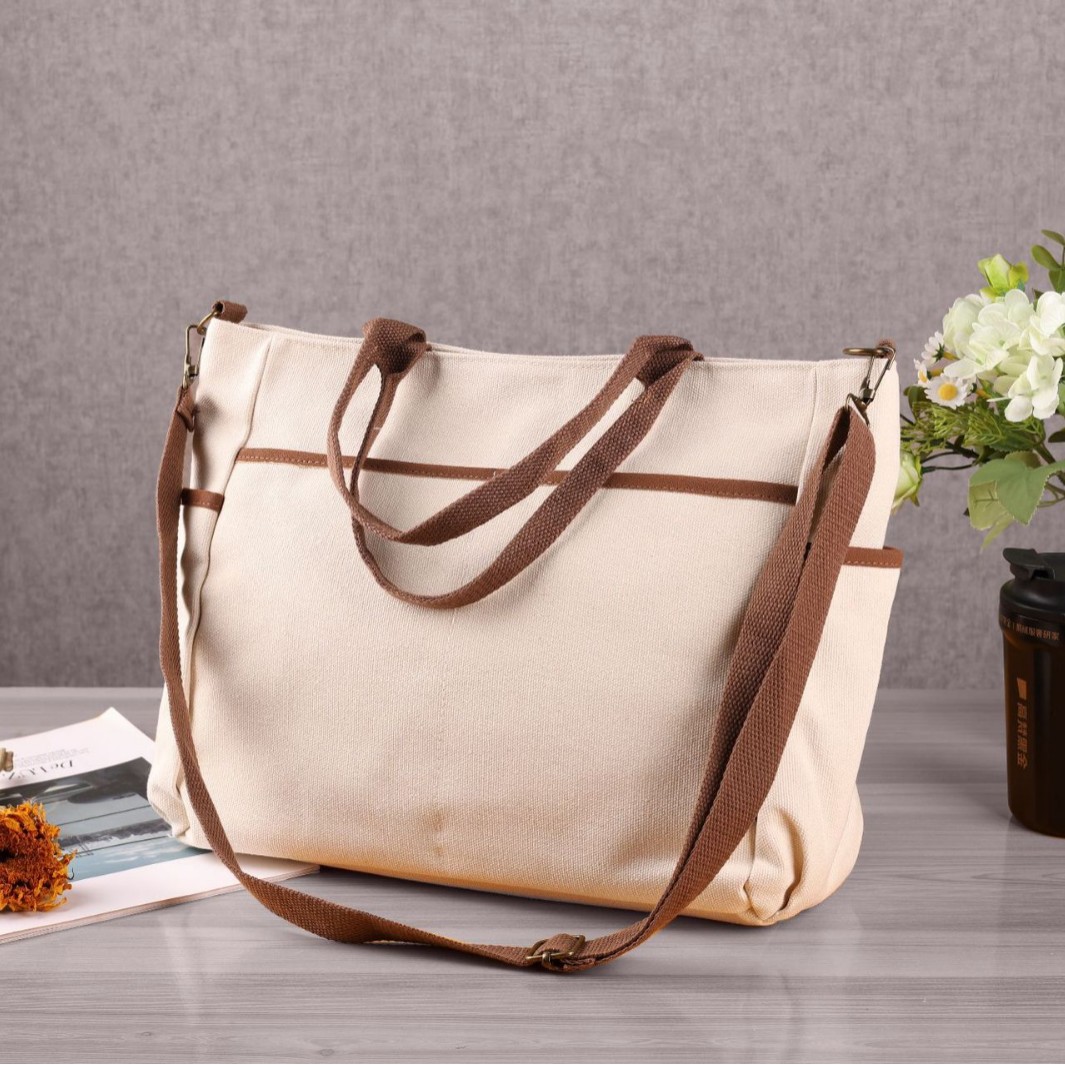 帆布包女2025新款日系上班通勤手提包时尚百搭轻便单肩斜挎包包夏