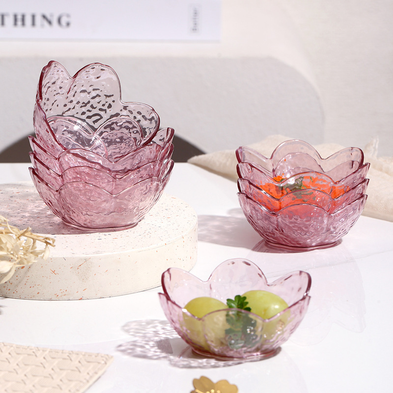 日本式のハンマーの桜のプラスチックの調味料の透明なソースの小皿の高い顔の値は多く鍋の調味料の皿をつけます。|undefined
