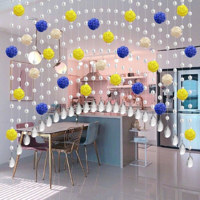 Rattan Ball Main Bedroom Door Curtain, Bedroom Door Curtain, Living Room Entrance Partition Curtain, Kindergarten Hanging Decoration, Half Door Curtain, Household Bead Curtain