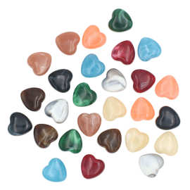 ​亚克力水墨晕染彩色爱心串珠 1.4cm侧孔散珠 DIY手链项链饰品配