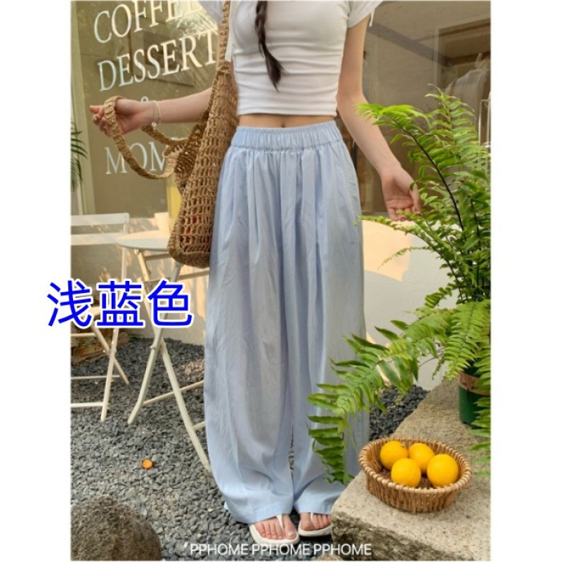 冰丝阔腿裤女夏季高腰垂感休闲日系棉麻慵懒感山本裤褶皱直筒裤子