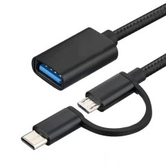 Two-in-one OTG adapter compatible with Android Huawei Type-C phones, USB flash drive adapter cable, USB manufacturer wholesale