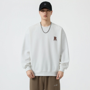 3133 | plus size Men's Autumn New 320G Heavy Crewneck Wear Men's Simple Loose Letter Printed Jacket