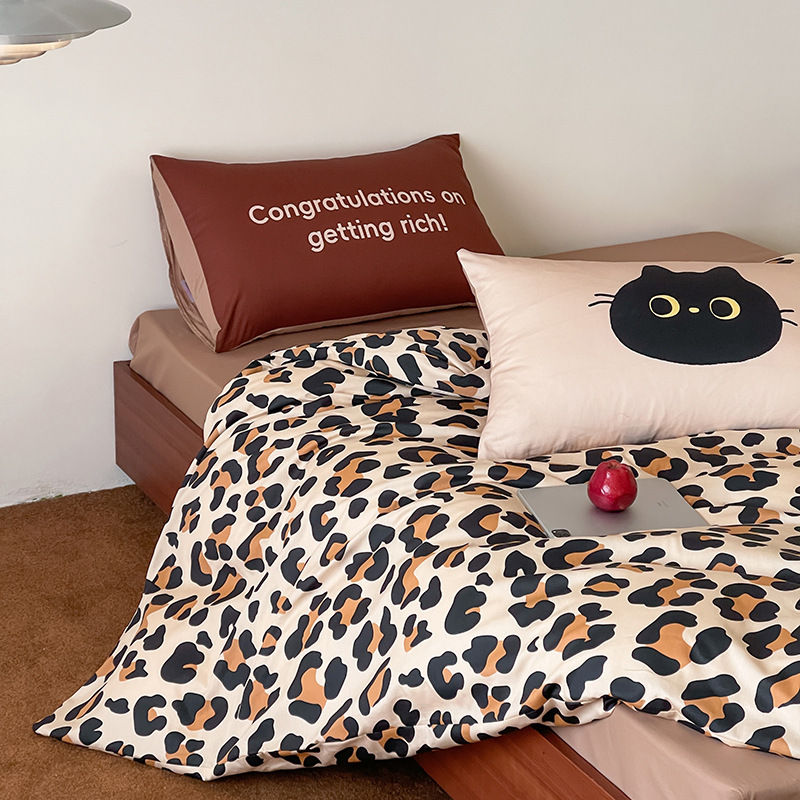 Cartoon Cotton Four-piece Bedding Set Cute Korean Style Bed Set_voghion.com