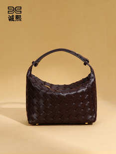 Fresh small design one-shoulder bag for leisure, purse, knitted handmade bag