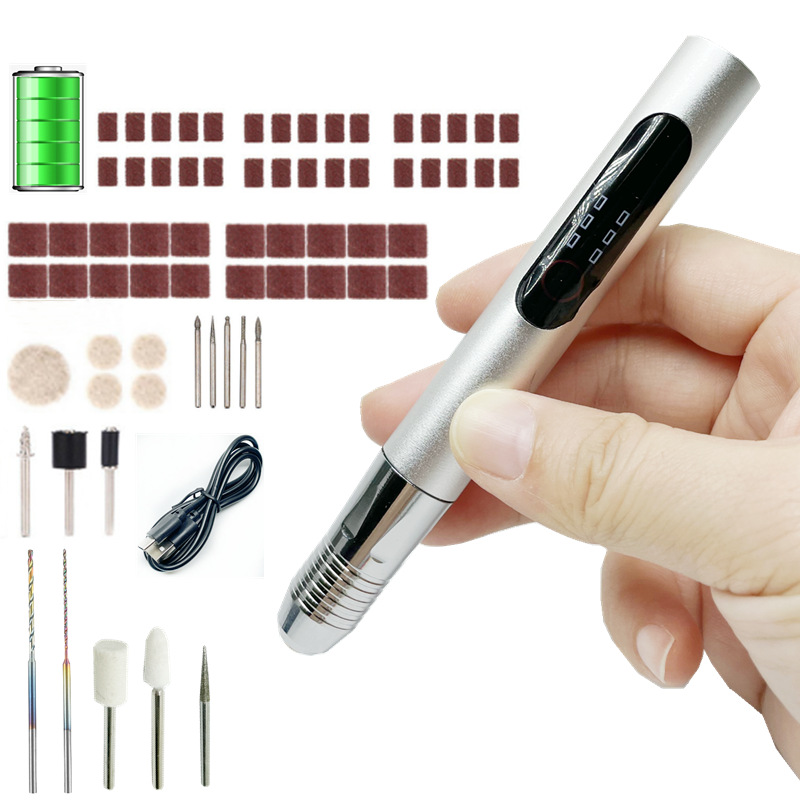 跨境调速迷你电磨USB充电小型雕刻笔玉石打磨工具DIY手持美甲磨标