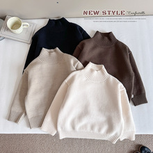 风之谷2025冬季新款童装儿童韩版宽松百搭纯色毛衣男女童高领针织
