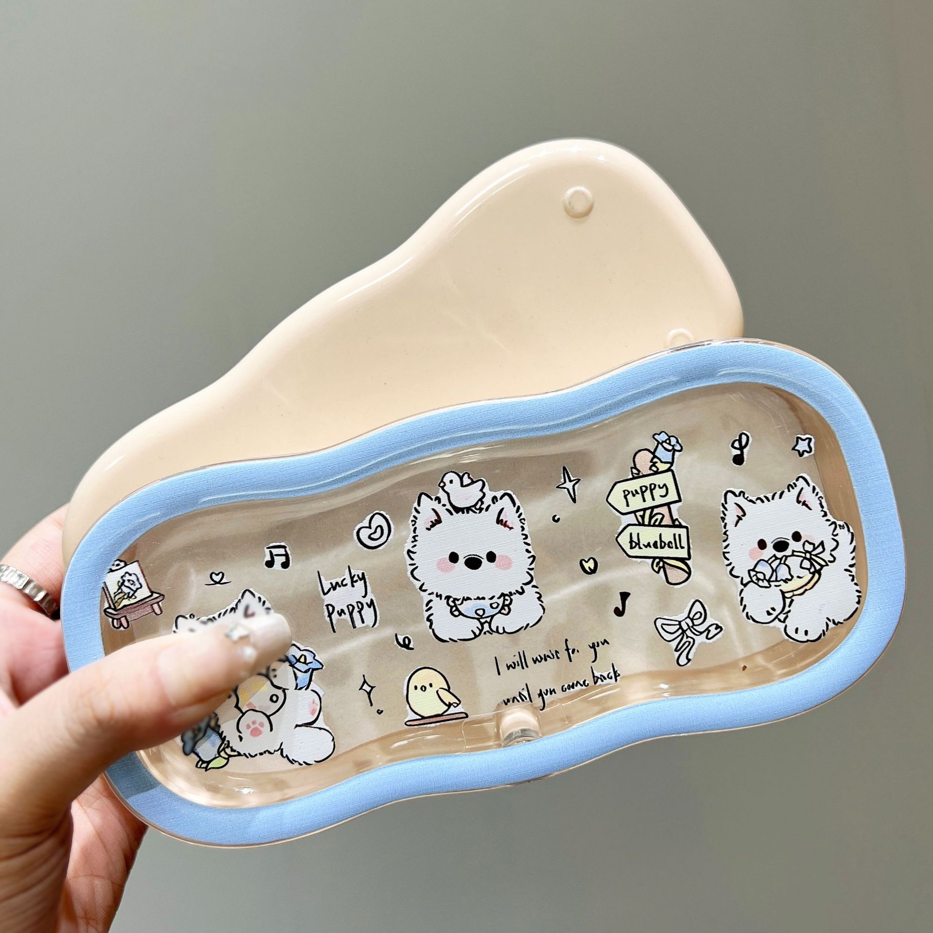 Caja de gafas transparentes de borde de la nube, alta sensación de almacenamiento portátil, niños, niños, niños, estudiantes, lindos, caja de gafas al por mayor