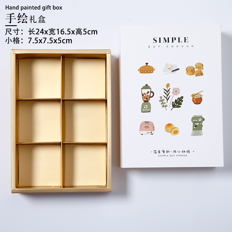 Caja de huevo pintada a mano, 6 cápsulas de nieve, caja de regalo de Nieve Madeleine, caja de galletas de piña