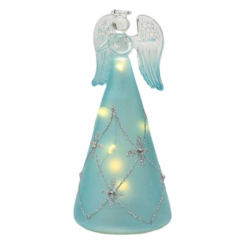 Creativo azul Ángel cristal Navidad árbol Navidad LED luminoso de color luces de escritorio Navidad vacaciones decoración adornos