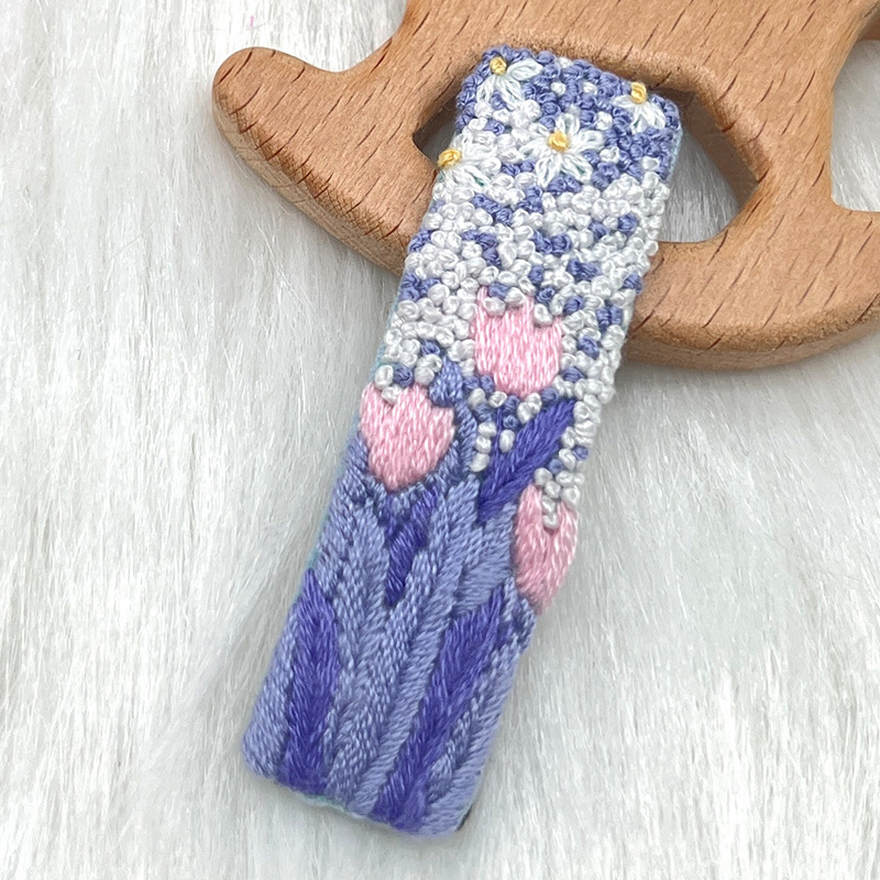 Lu bordado brocas de cabello paquete de material DIY brocas de cabello rotas hechas a mano brocas de boca de pato niñas lindas brocas de cabello retro bordadas creativas