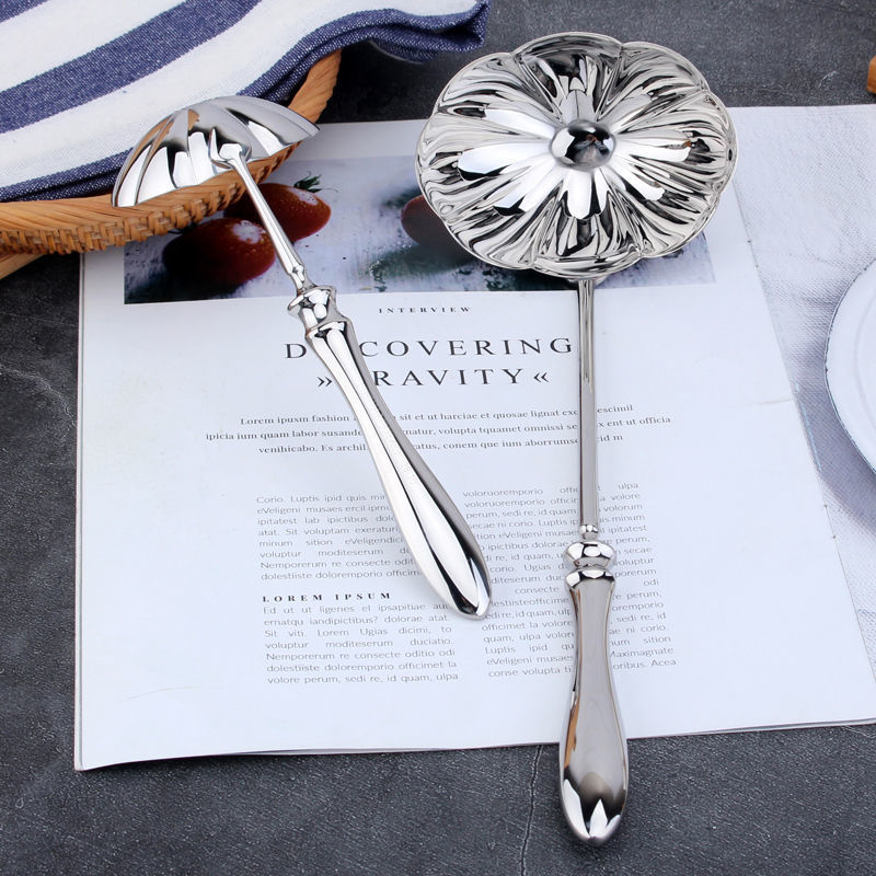 COOKONE18/10 Cuchara de sopa de acero inoxidable para comer, espejo, cuchara de estilo europeo de alta gama, cuchara grande, cuchara pequeña